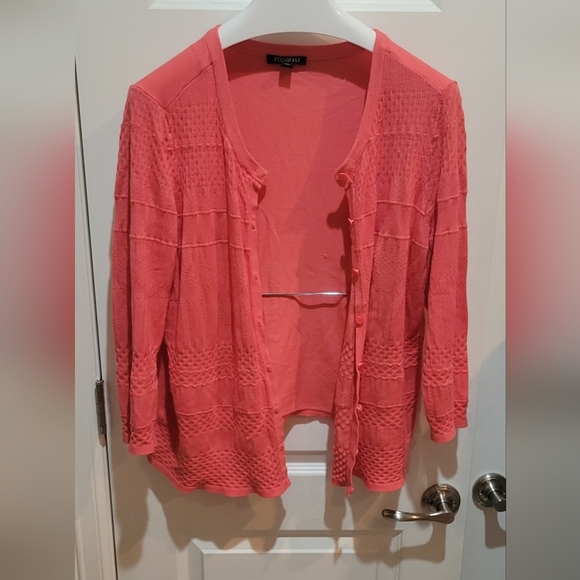 Roz & Ali coral cardigan women's size 1x - Picture 2 of 6